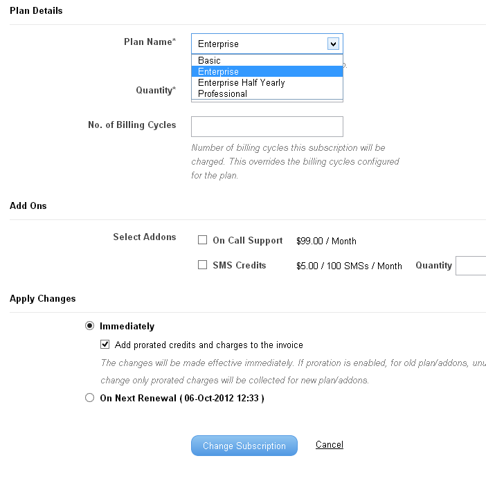 Downgrade Option in Billing System