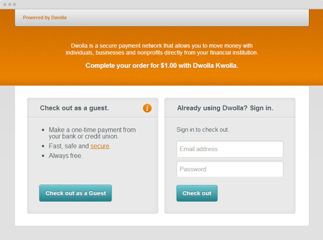 Dwolla Guest Checkout Option