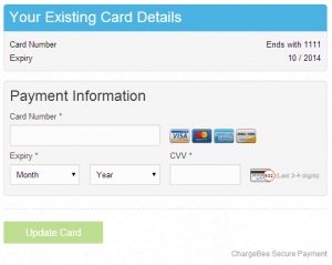 Update Card Checkout Page