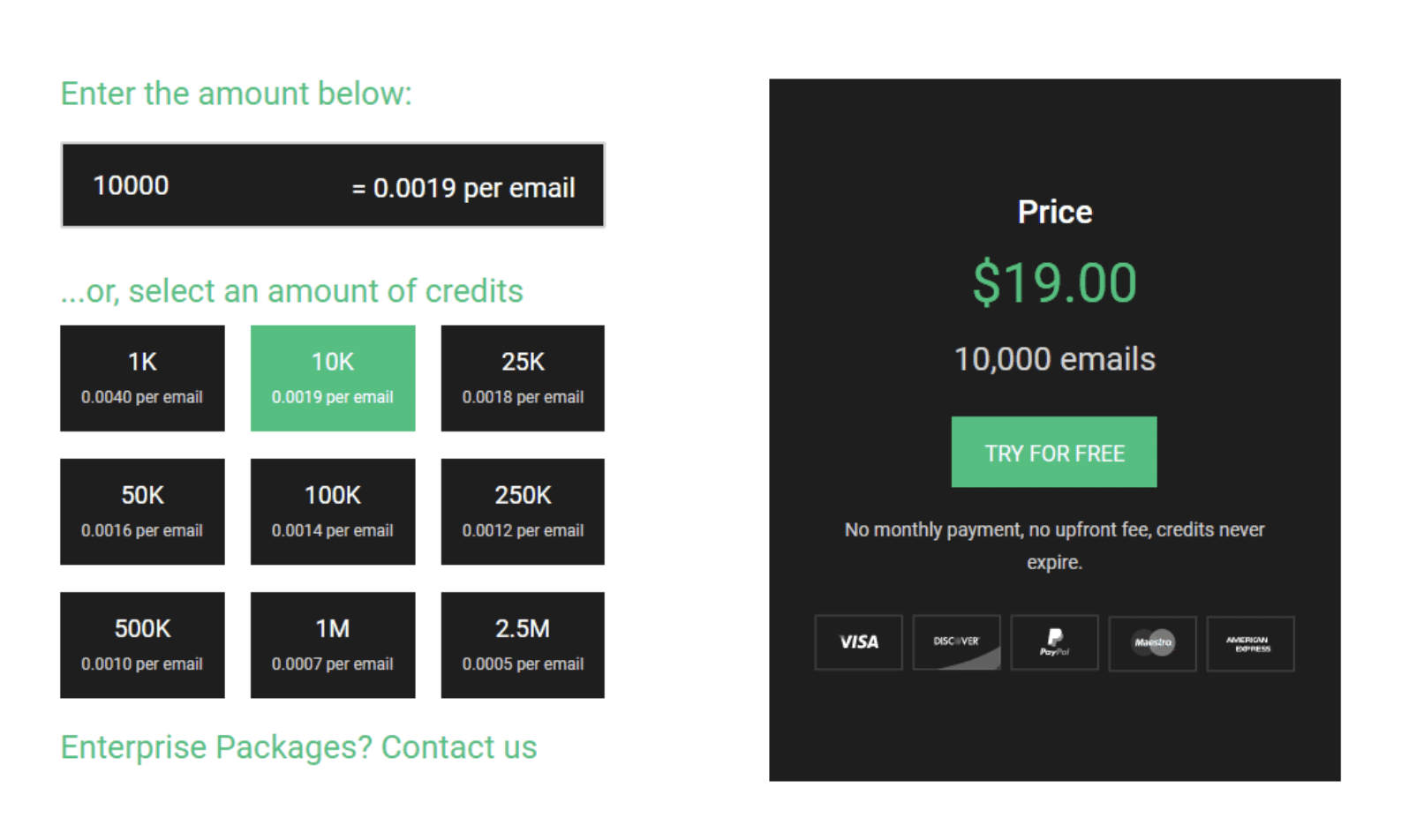 Volume based metered billing example