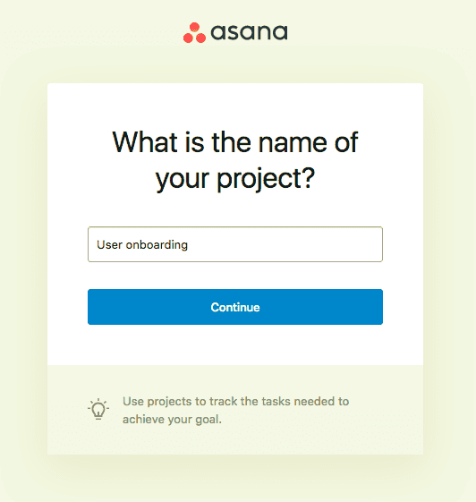 name your project asana user onboarding flow