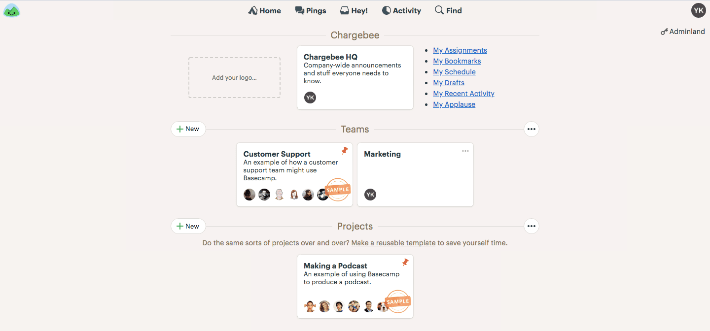 home screen basecamp user onboarding flow