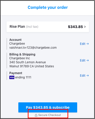 A secured checkout to ensure privacy and risk free transactions