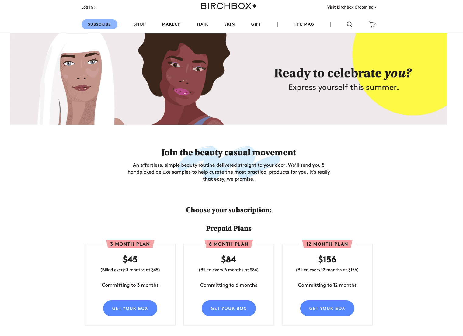 Birchbox homepage