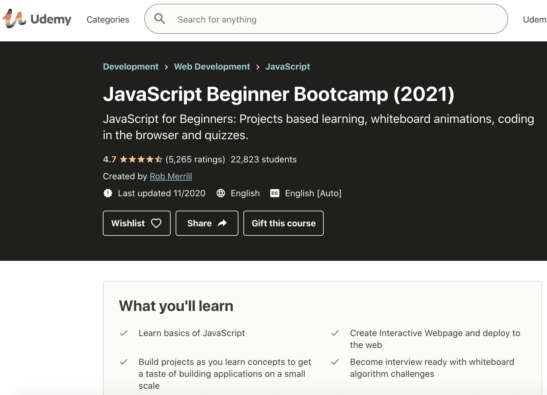udemy javascript beginner bootcamp