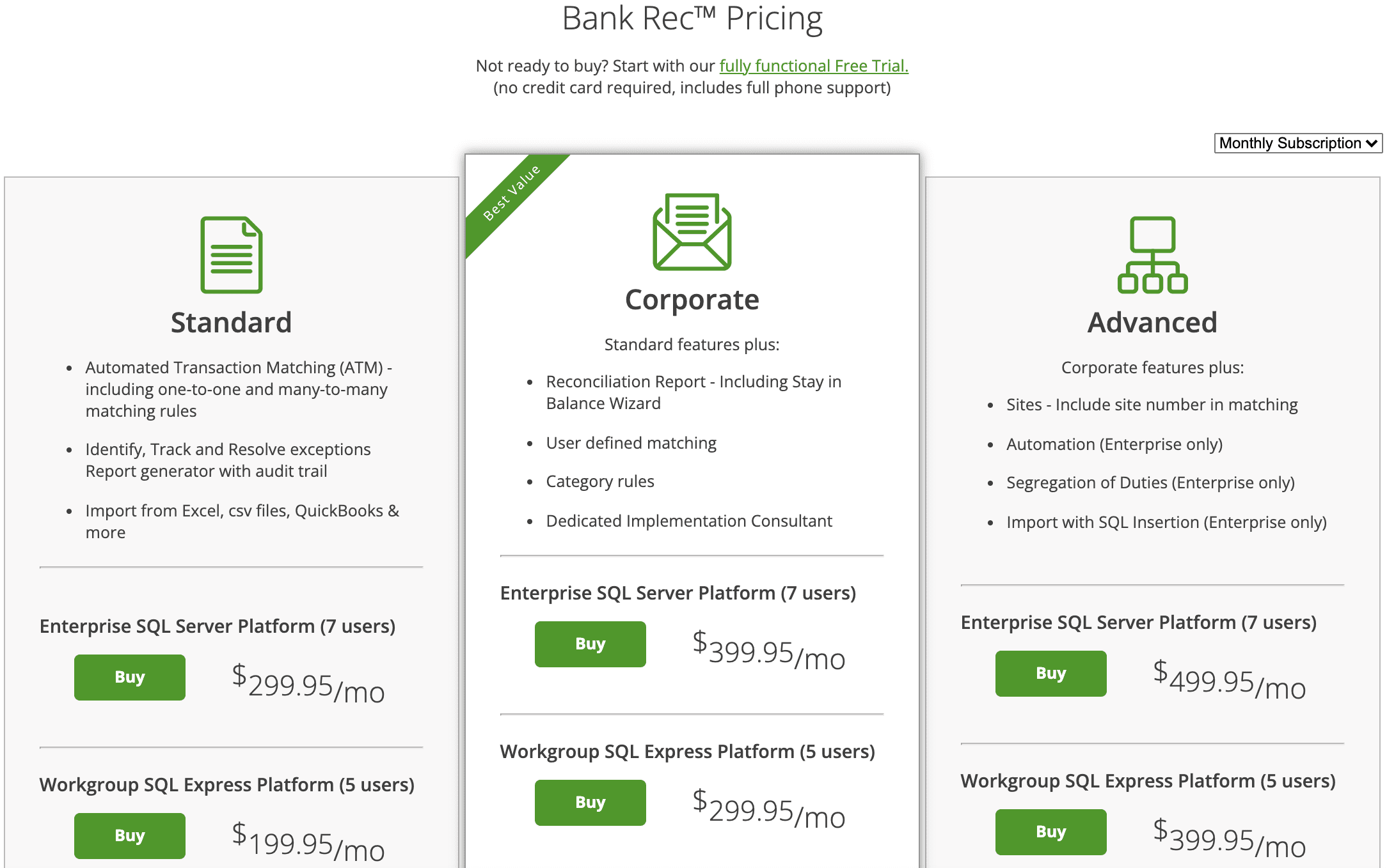 Bank Rec Pricing