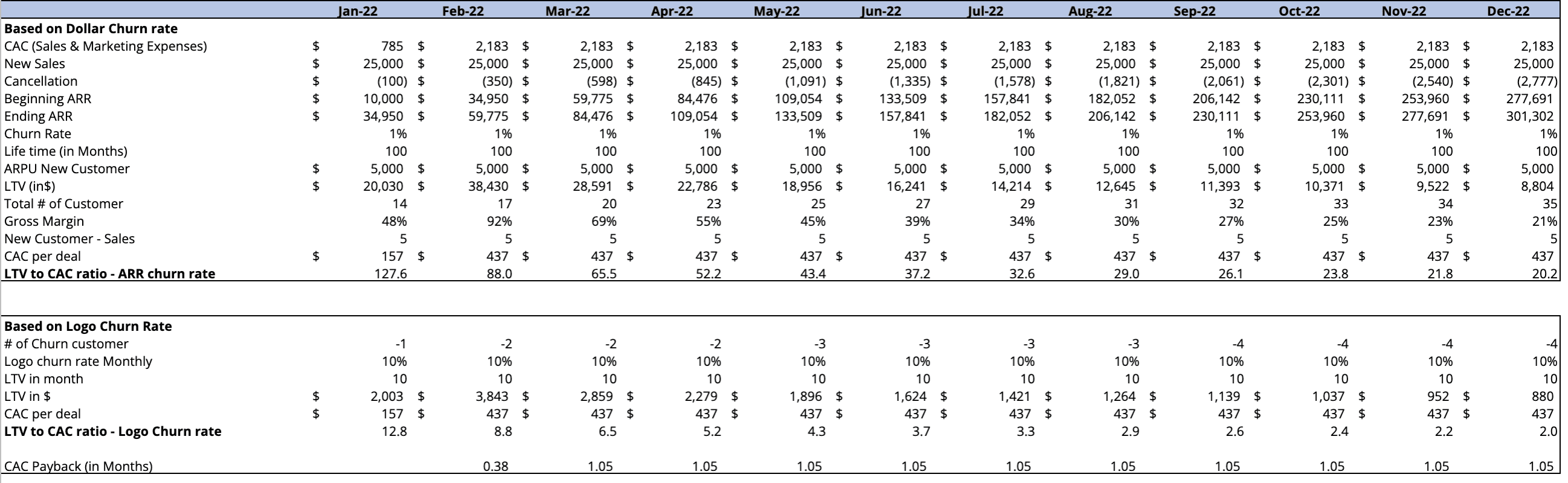 Unit Economics - SaaS Financial Model