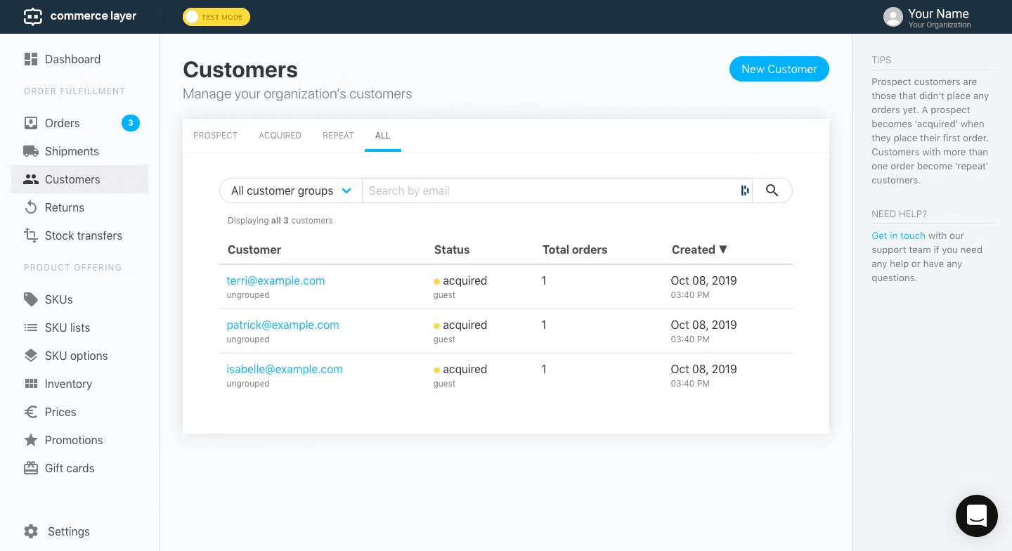 Commercelayer User Interface