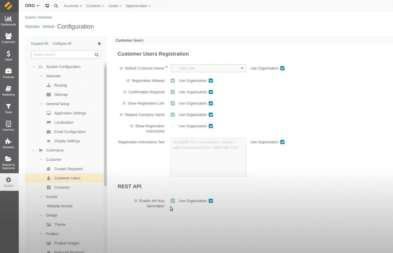 Oro Commerce User Interface