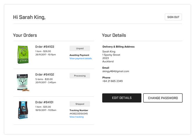 screenshot of an ecommerce account purchase screen