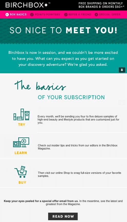 Birchbox ecommerce subscription onboarding email