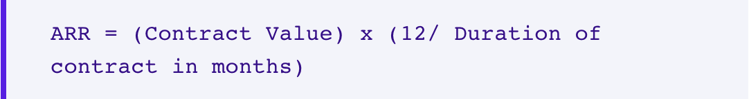 Yearly ARR formula SaaS KPIs