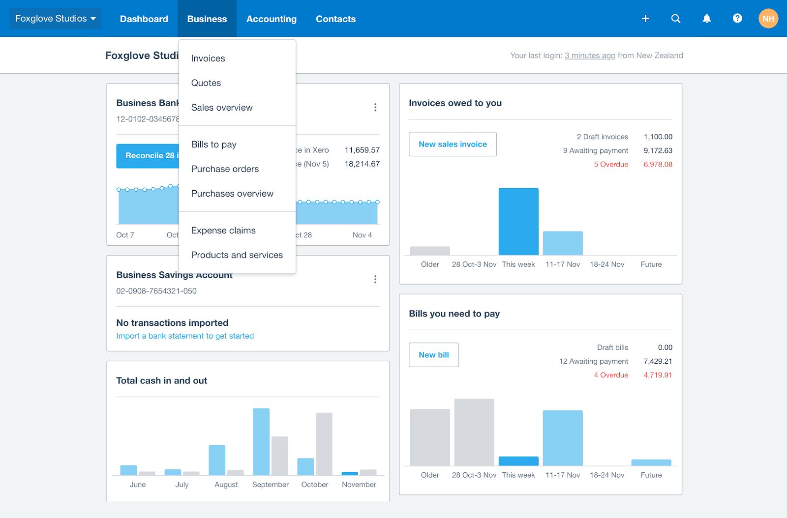 Screenshot of QuickBooks UI