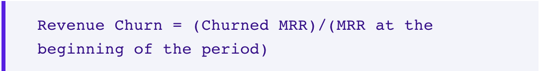 Revenue Churn formula Saas KPIs