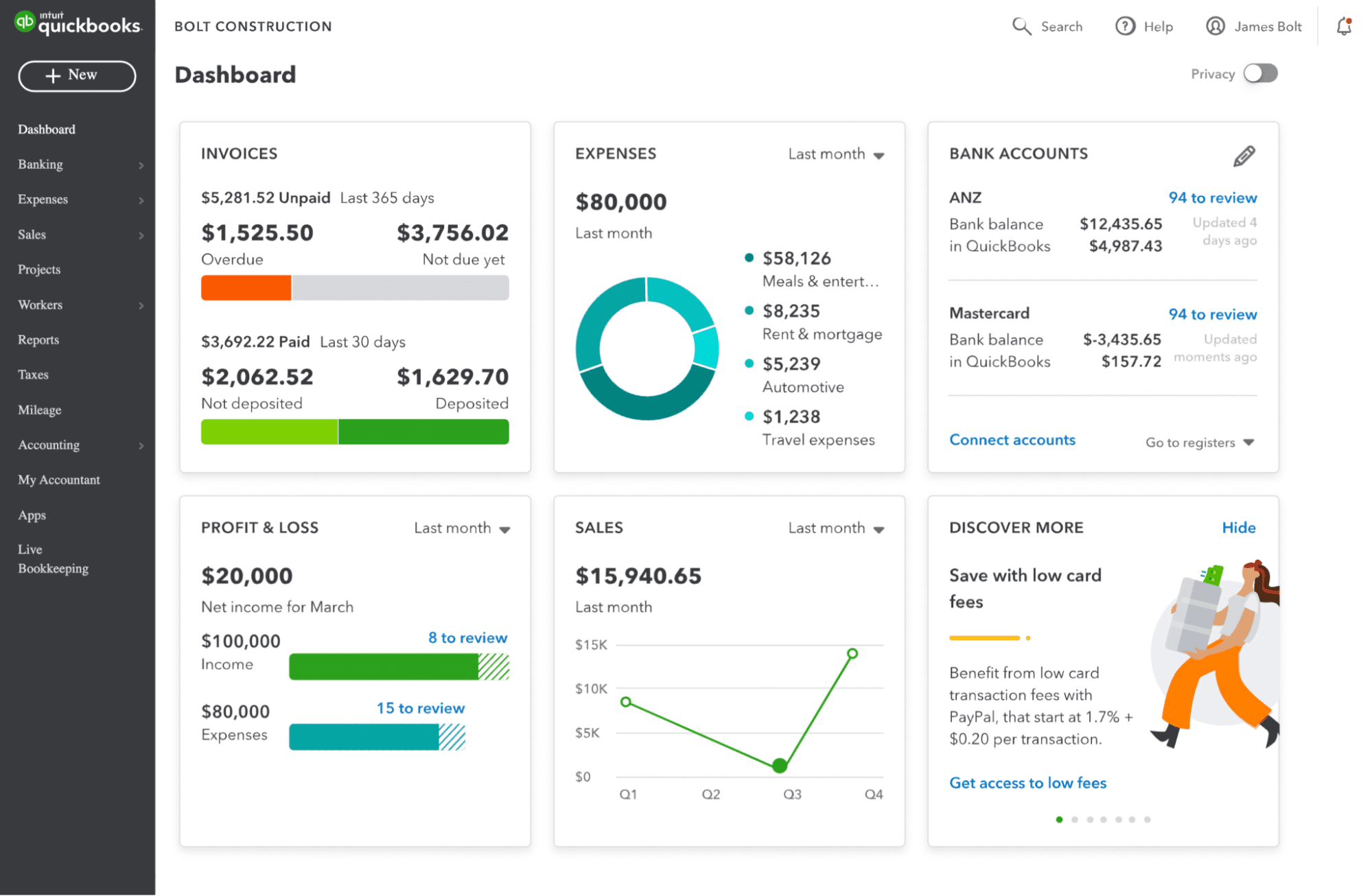 Screenshot of Xero UI