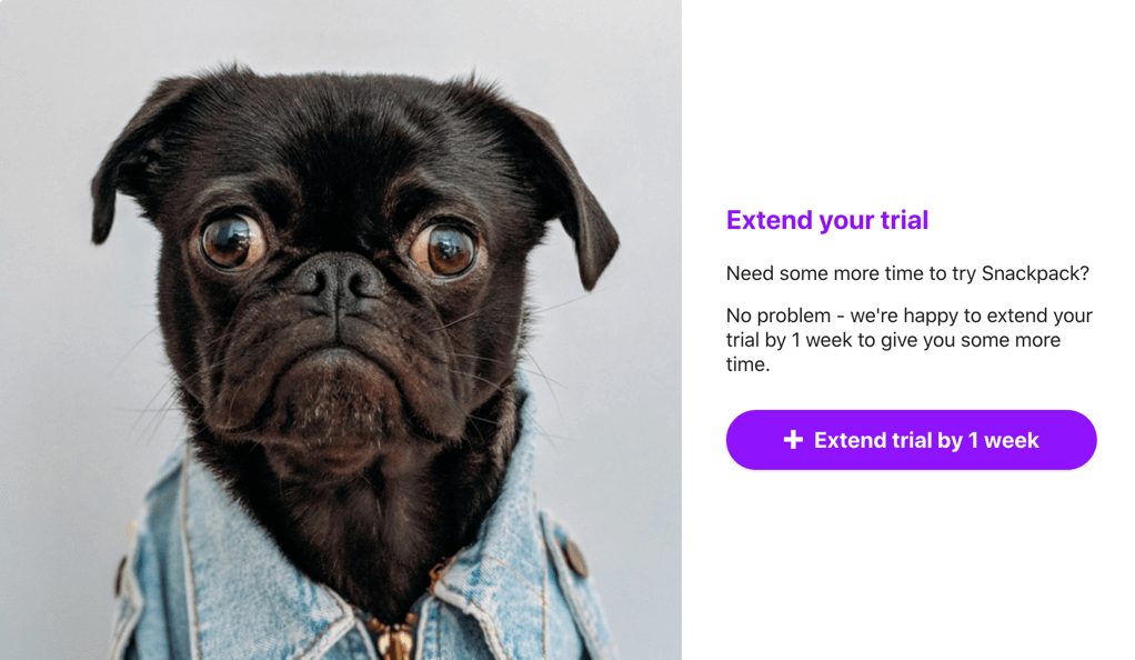 A typical extend trial offer at the point of cancellation powered by Chargebee Retention