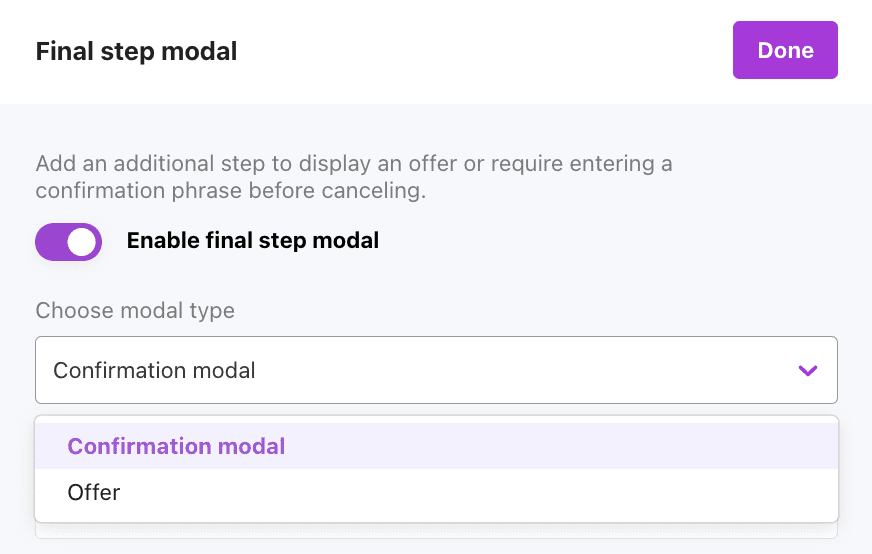 Post-cancel display card on Chargebee Retention