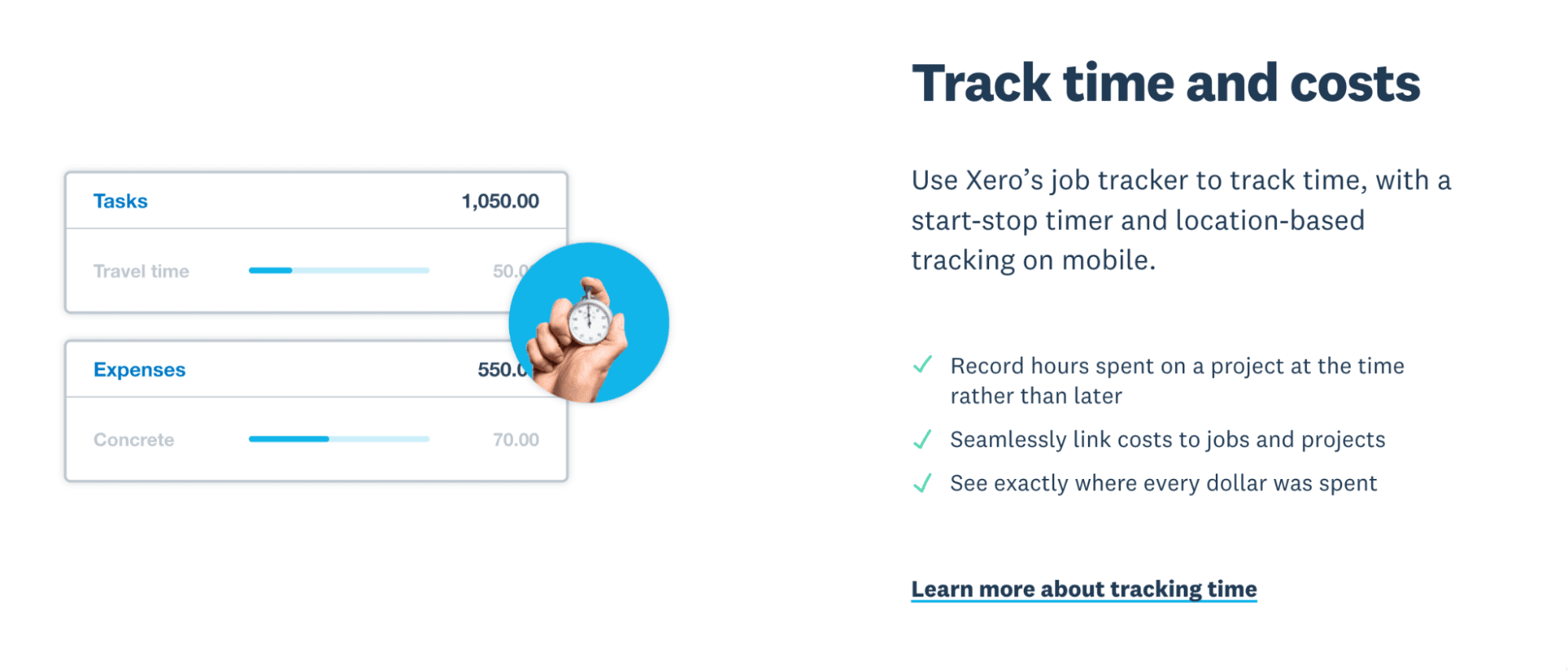 Details on Xero's time tracking