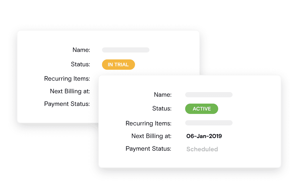 Screenshot of Chargebee platform demonstrating subscription management tools