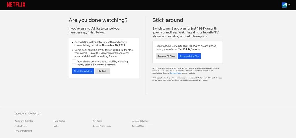 Netflix's cancellation flow