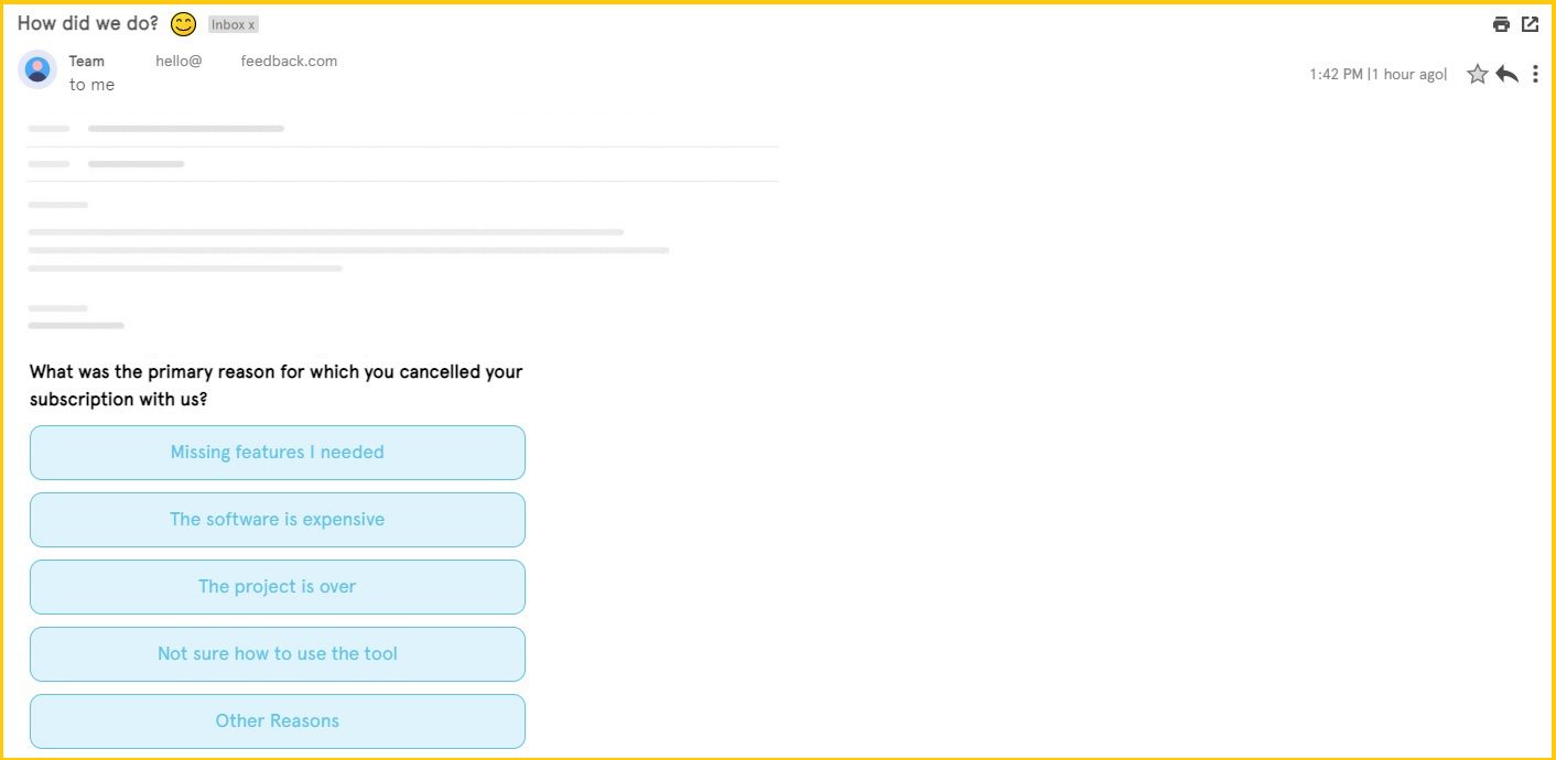 Customer exit survey on email