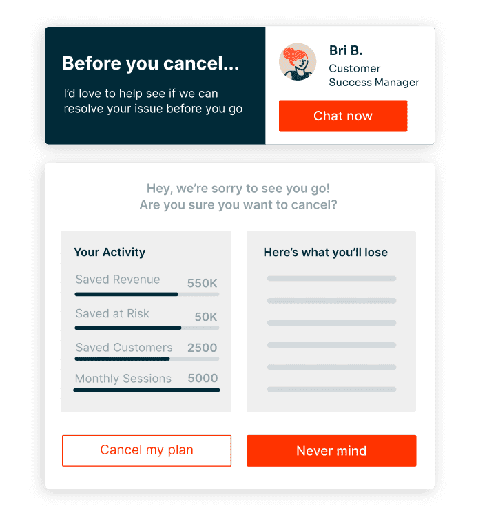 Offer personalization at cancel page with Chargebee Retention