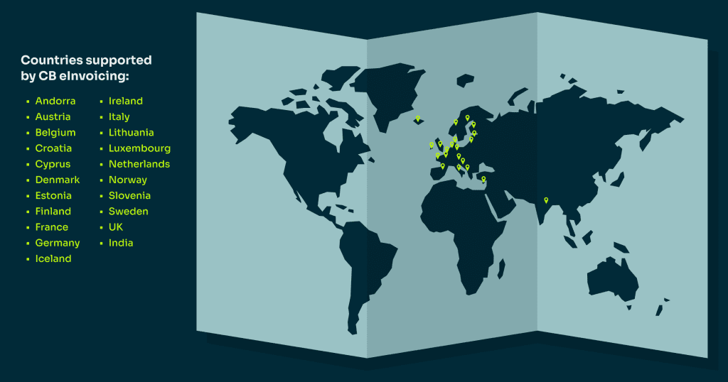 Countries supported by CB e-invoicing