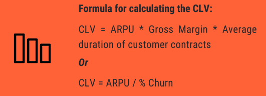 CLV = ARPU* Gross Margin * Average duration of customer contracts