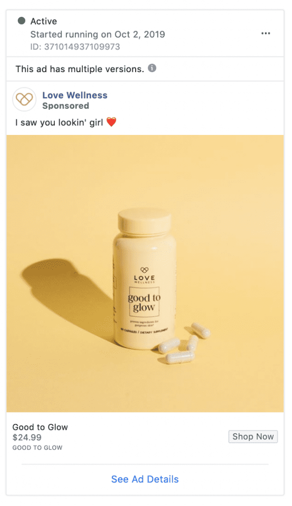 A retargeting ad from Love Wellness