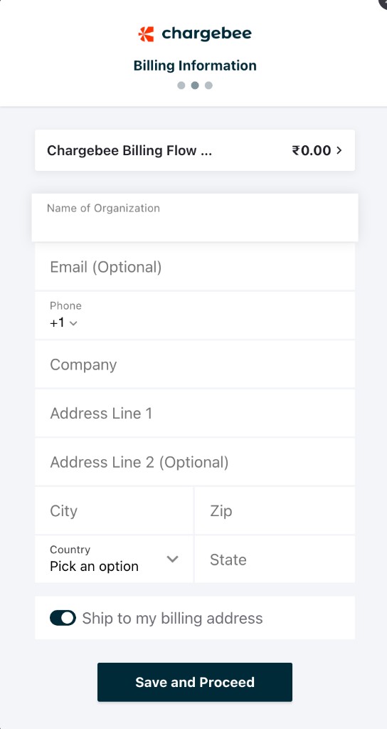 Checkout step 2 collecting billing and shipping information