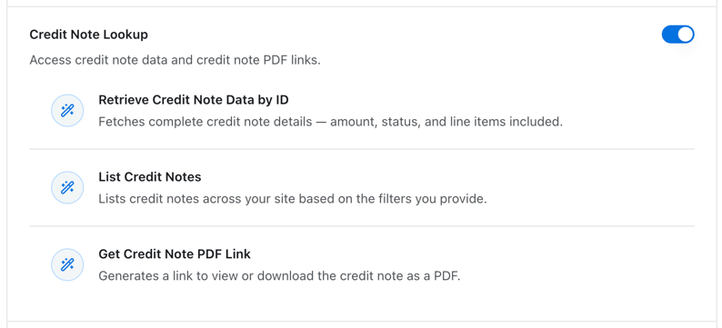 Data Access MCP server credit note lookup toolset