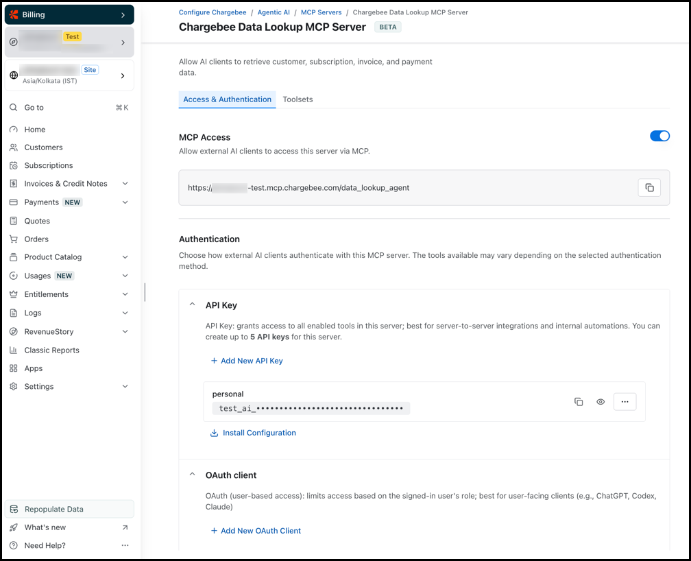 Data Access MCP server configuration