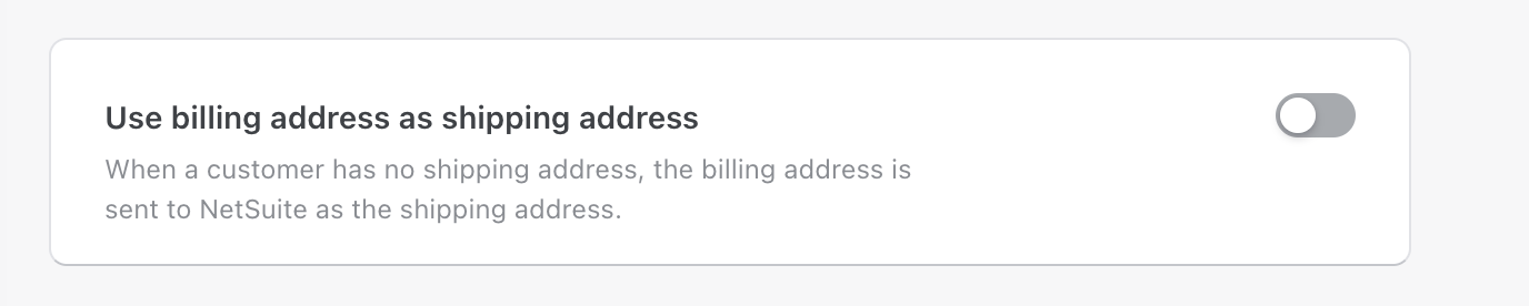 Use billing address as shipping address toggle in NetSuite Advanced Sync Rules