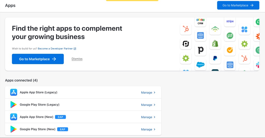 Legacy and Omnichannel store integrations under Apps