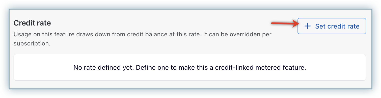 Credit rate section with the Set credit rate button