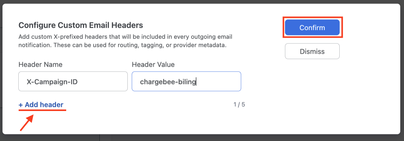 Adding custom SMTP header name-value pairs