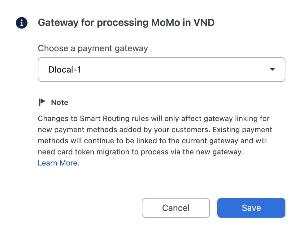 Smart Routing rule for MoMo in VND