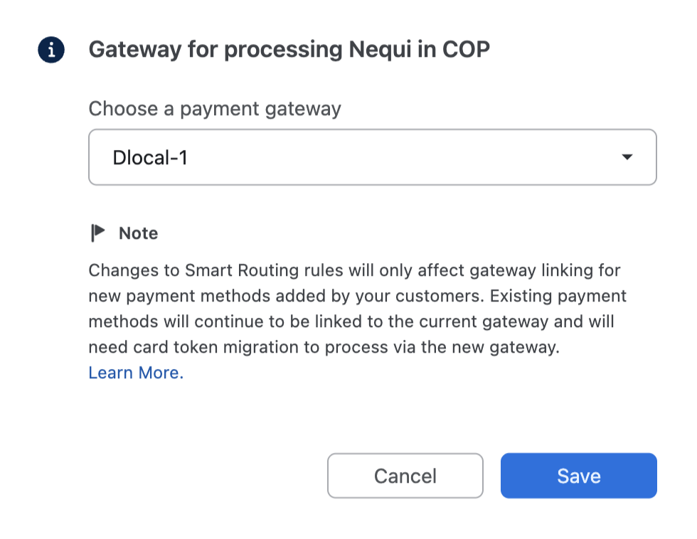 Smart Routing rule for Nequi QR in COP