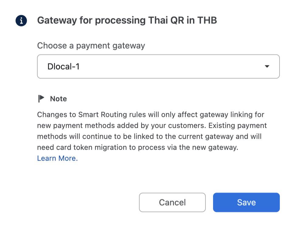 Smart Routing rule for Thai QR in THB