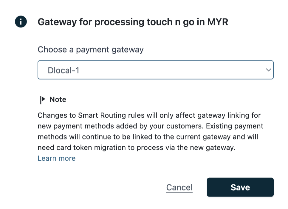Smart Routing rule for Touch 'n Go in MYR
