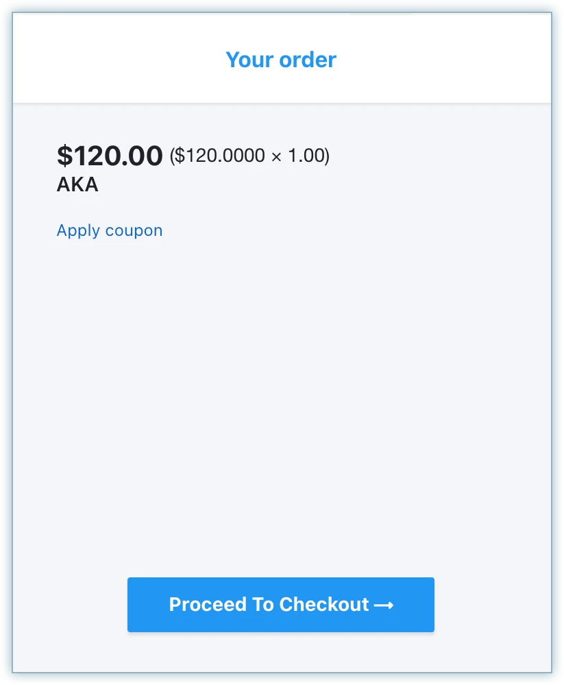 Checkout order summary with the Proceed to Checkout button