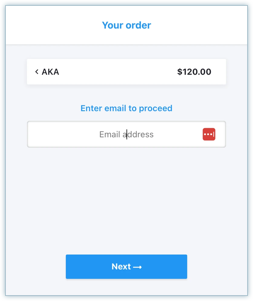 Checkout email address field and Next button