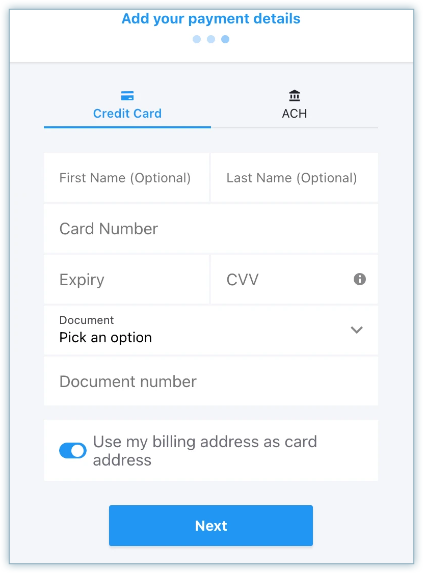 Payment method selection in Chargebee checkout