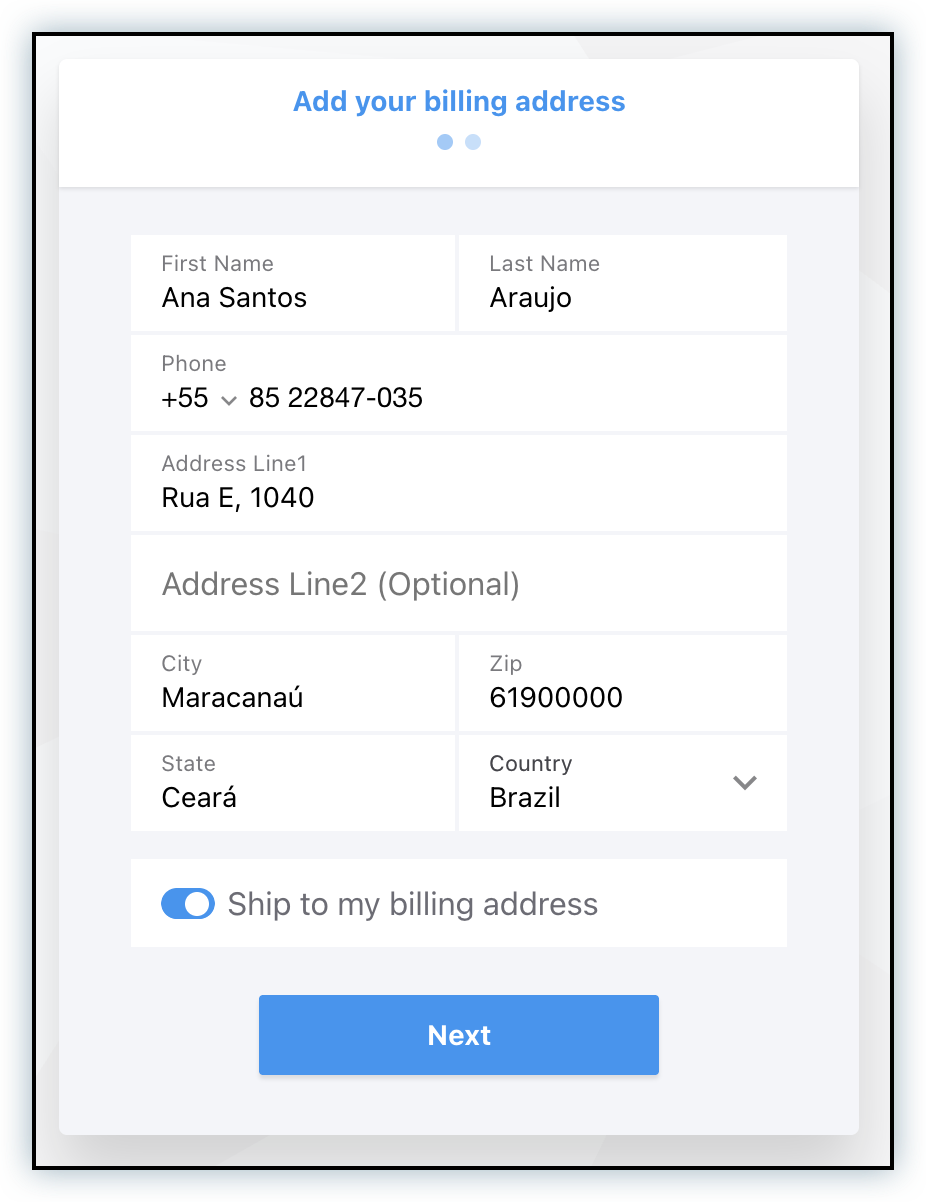 Add your billing address page during checkout