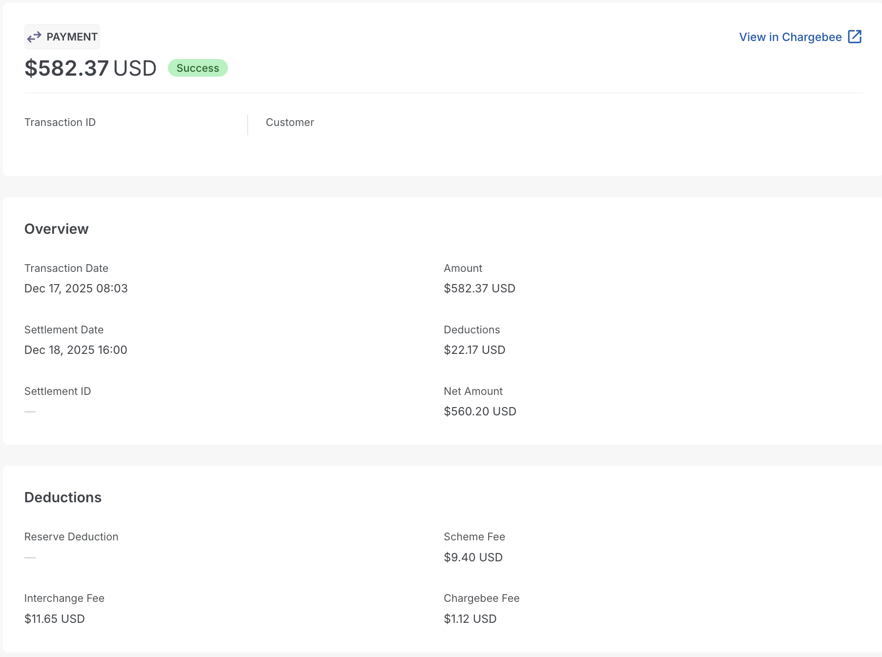 IC++ pricing model: portal view with itemized fee breakdowns