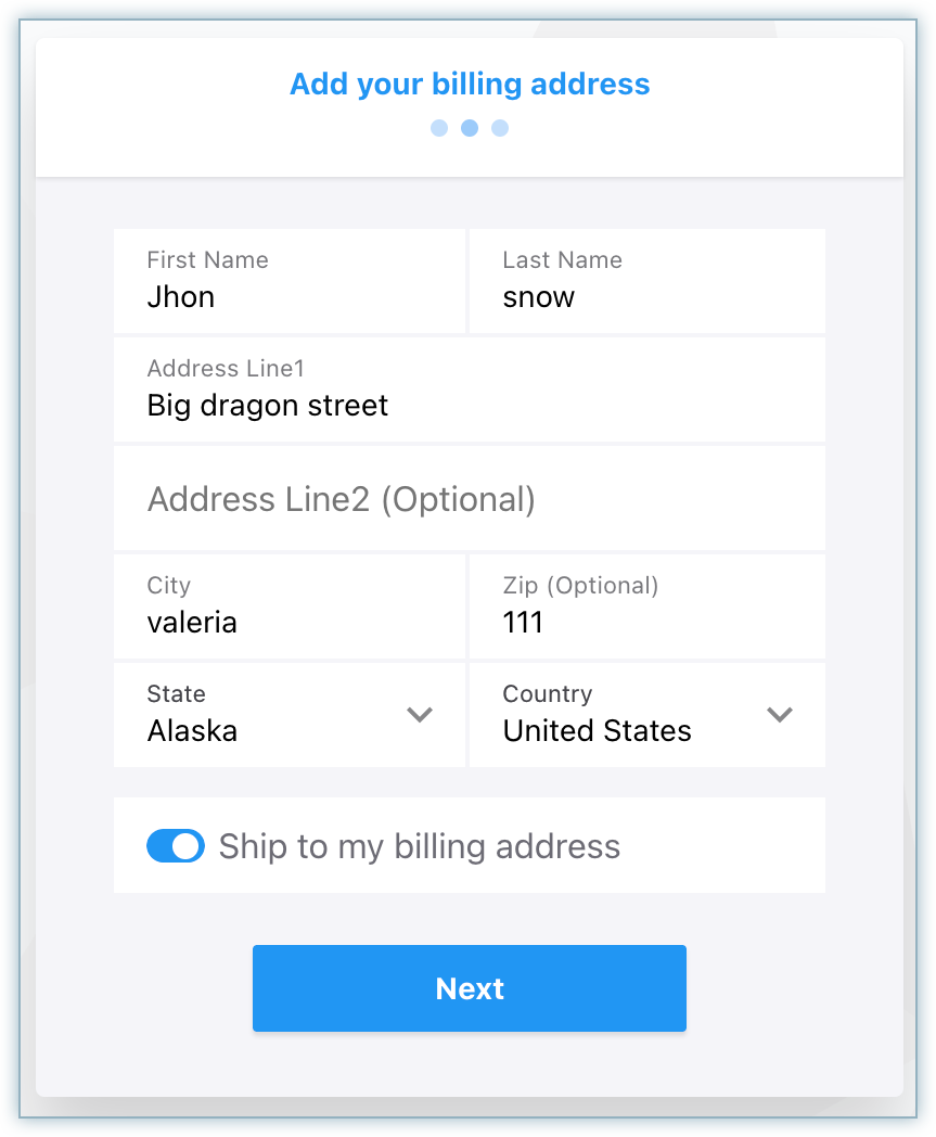 Add your billing address page during checkout