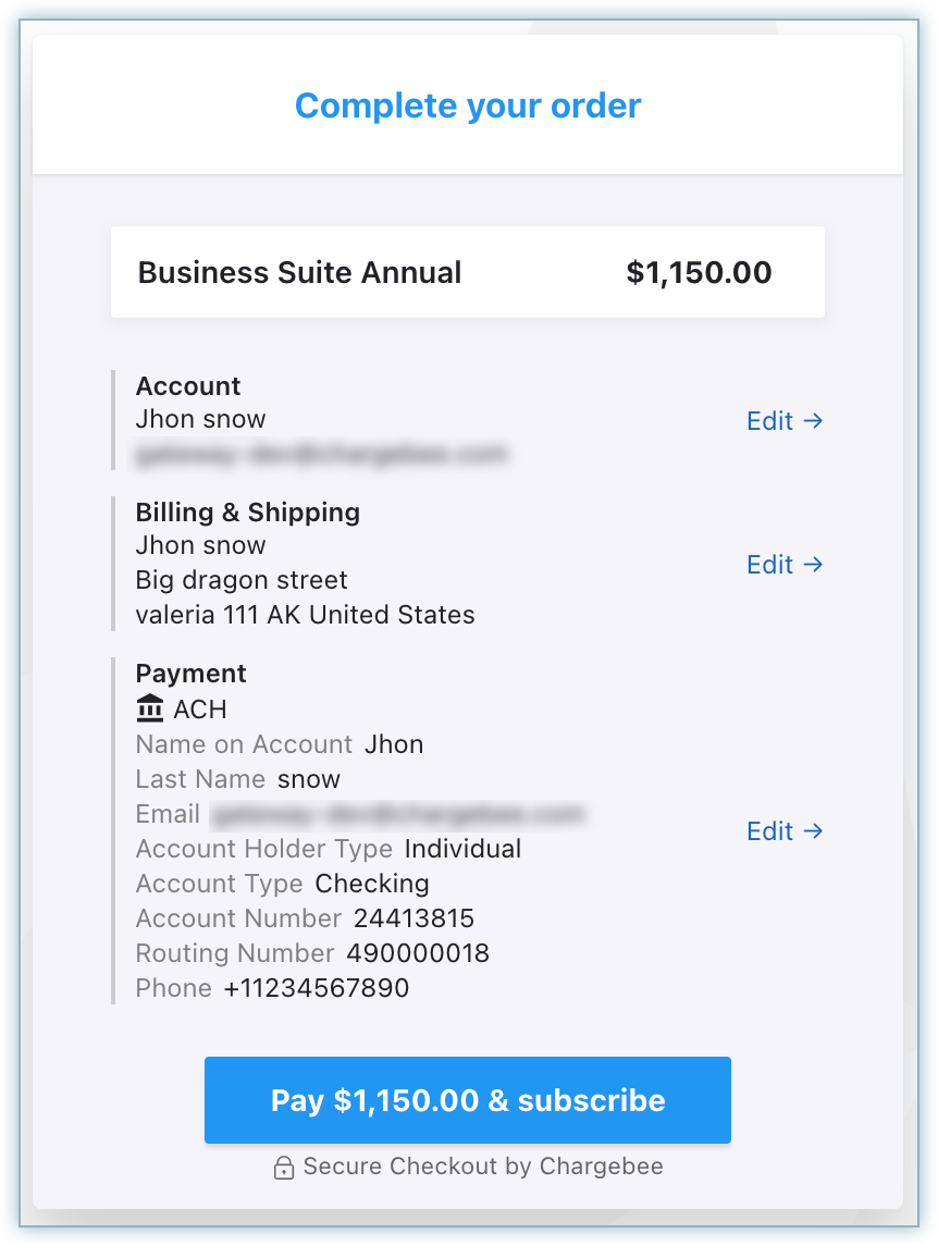 Complete your order page with the Pay button