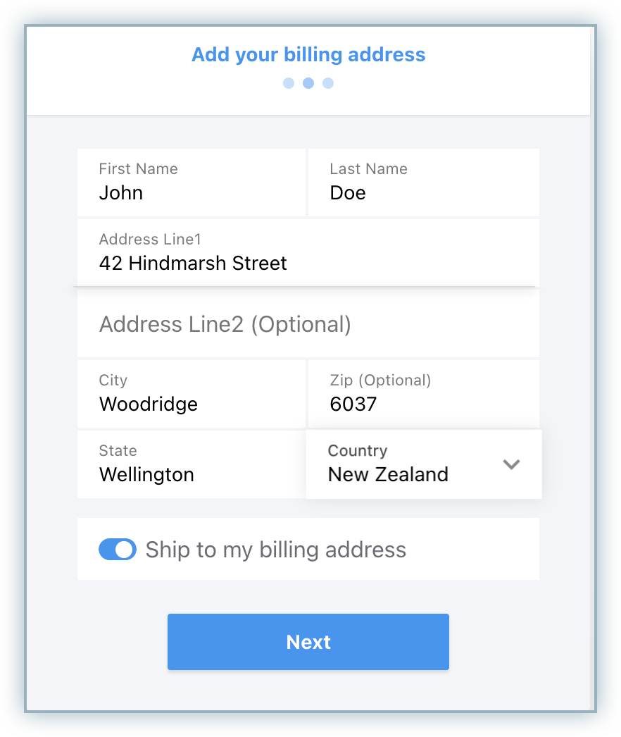Add your billing address page during checkout