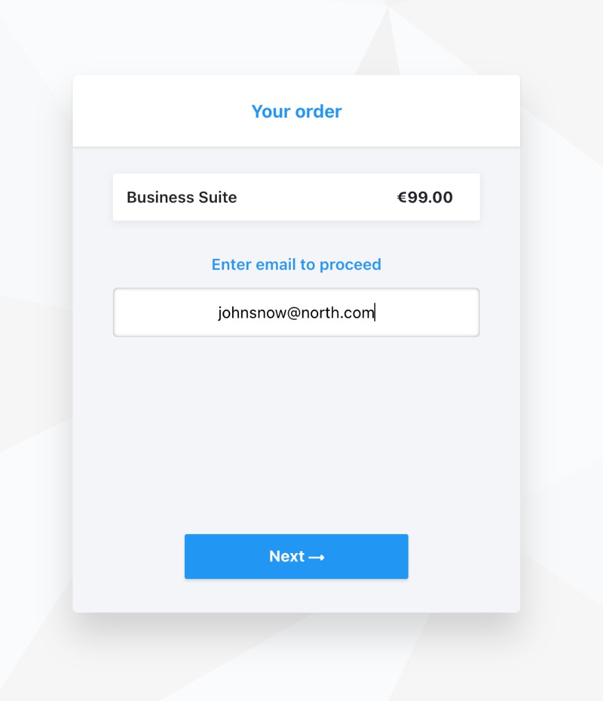 Enter email to proceed page during checkout