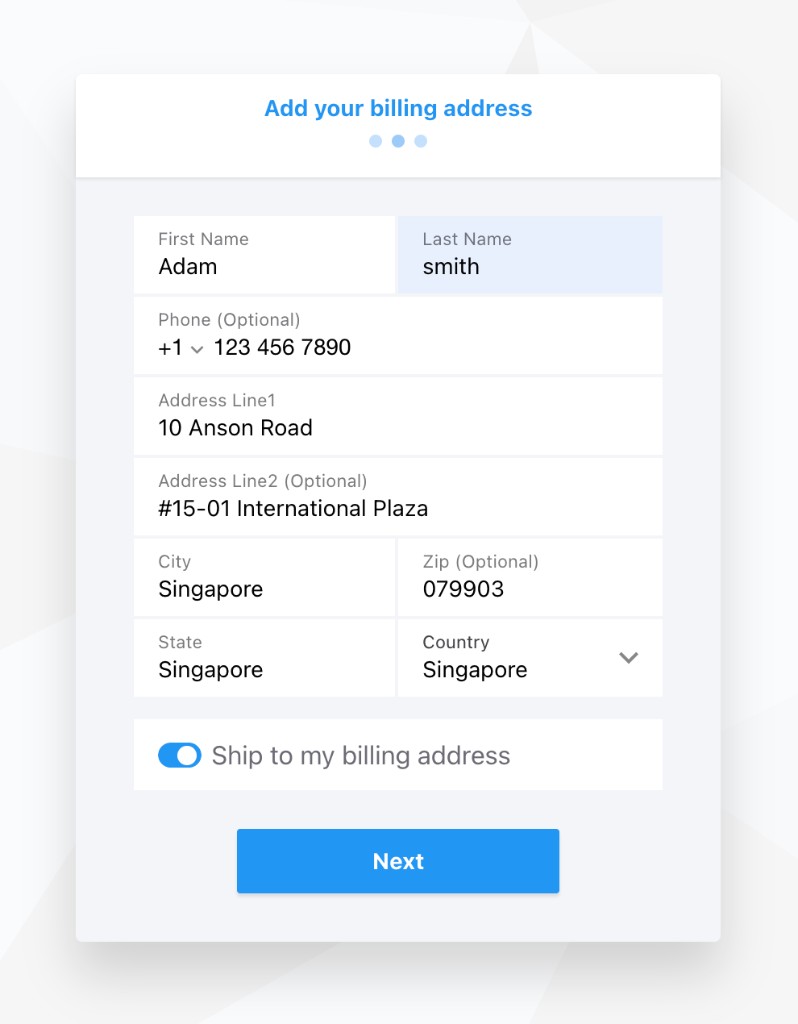 Add your billing address page during checkout